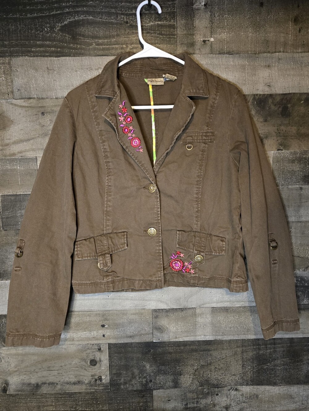 Ruff Hewn Brown Embroidered Y2K lightweight jacket